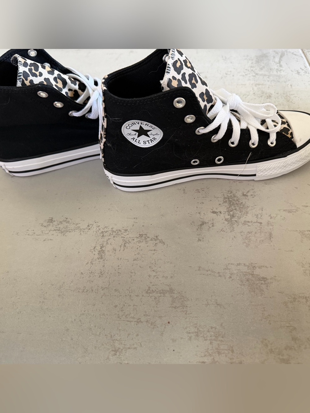 Converse Black High-Top Sneaker with Leopard Accent Unisex New w/out Box
